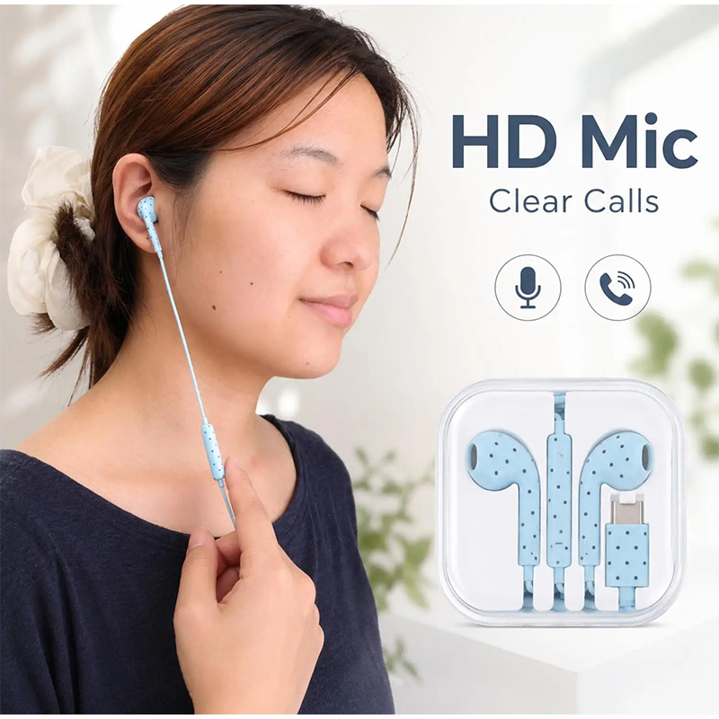 Type C Earphones Polka Dot Sta - Wired Earphone Mic review and price